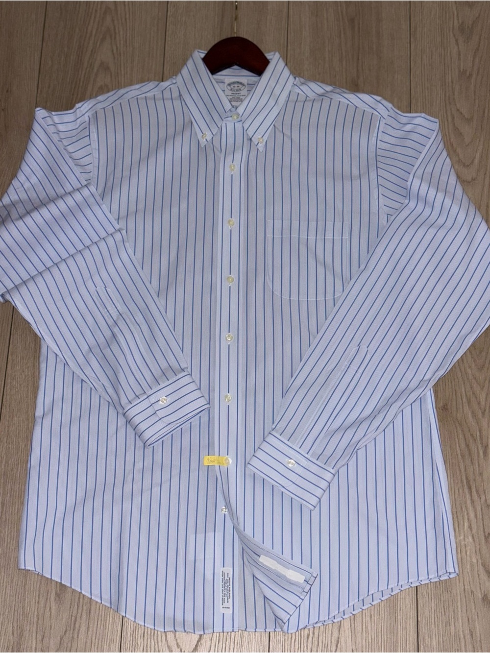 Brooks Brothers Regent Mens 16-36 Blue & White London Stripes Long Sleeve Shirt